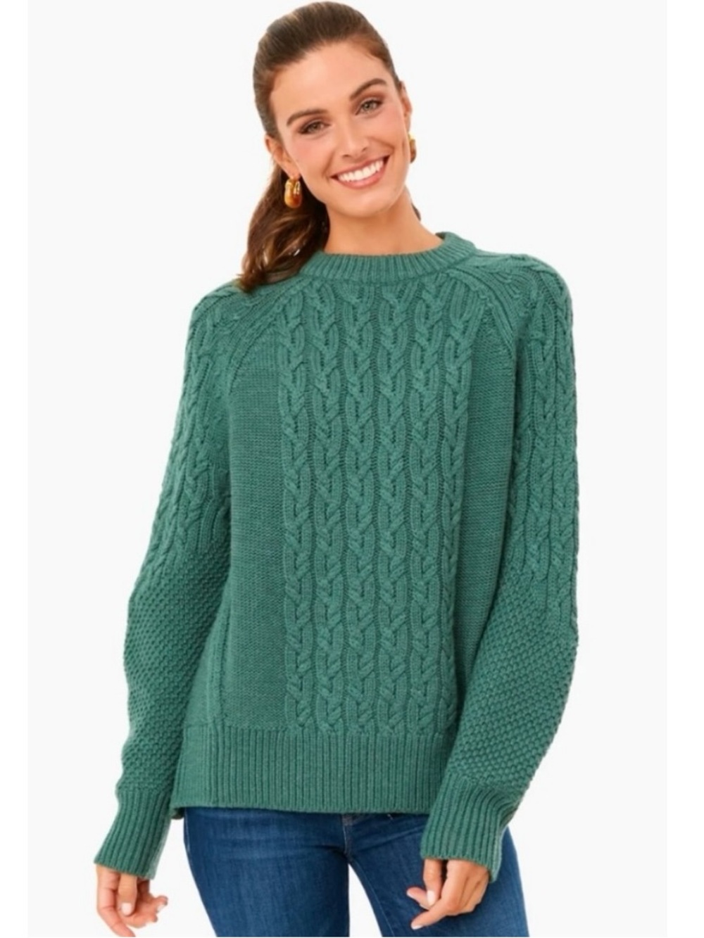 Tuckernuck Aspen Green Mixed Cable Charles Sweater XXL